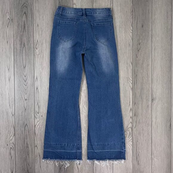 Bee & Ceci Womens Size 28 Cotton Bootcut Wide Leg Distressed Denim Jeans Western - Picture 3 of 10